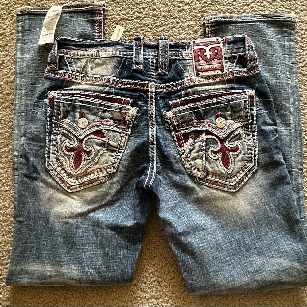 Rock Revival Waterfall Straight Jeans Size 33x32 Mens | NEW